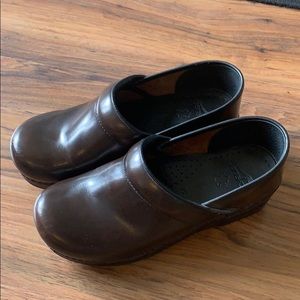 Dansko brown leather clogs